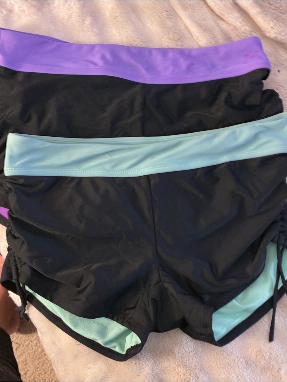 X Pro Women's Athletic Shorts 2 Pack Medium Black Purple Aqua